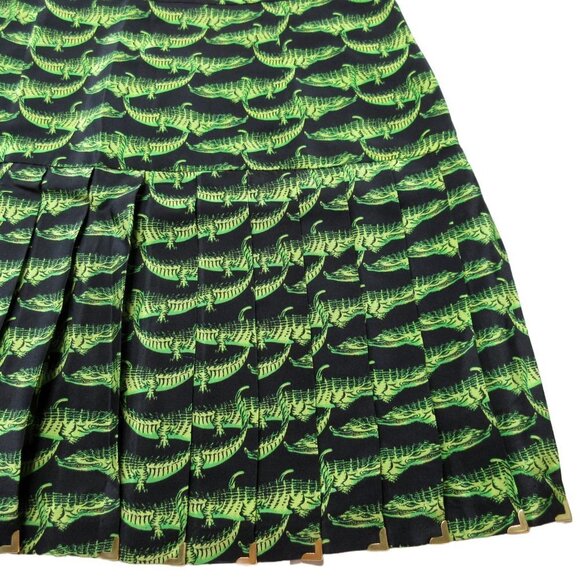 NWT H&M x Versace Palm Pleated Mini in Crocodile Palm Print Silk A-Line Skirt 6 - Picture 8 of 8